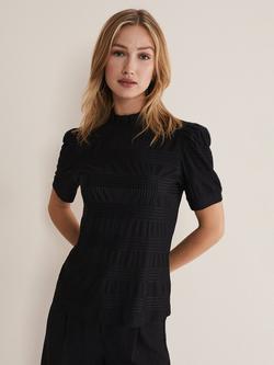 Phase Eight Samiha High Neck Textured Top, Black