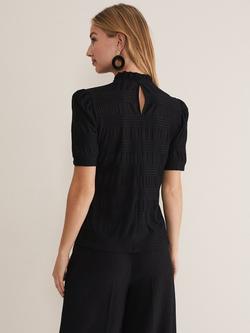 Phase Eight Samiha High Neck Textured Top - view 2, Black