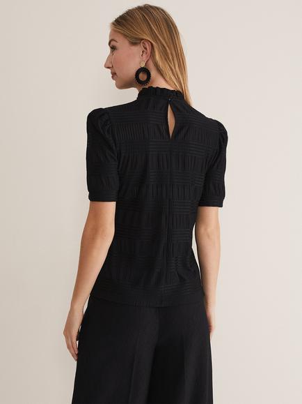 Phase Eight Samiha High Neck Textured Top - view 2, Black