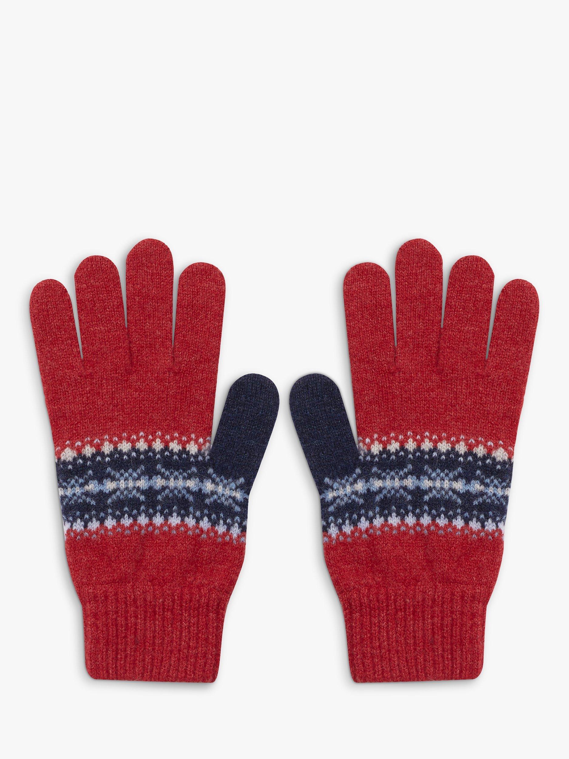 Celtic & Co. Lambswool Fair Isle Gloves, Red, One Size