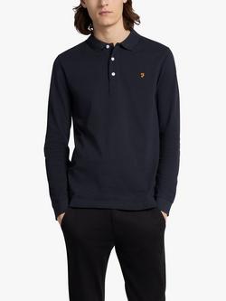Farah Blanes Long Sleeve Polo Top, True Navy