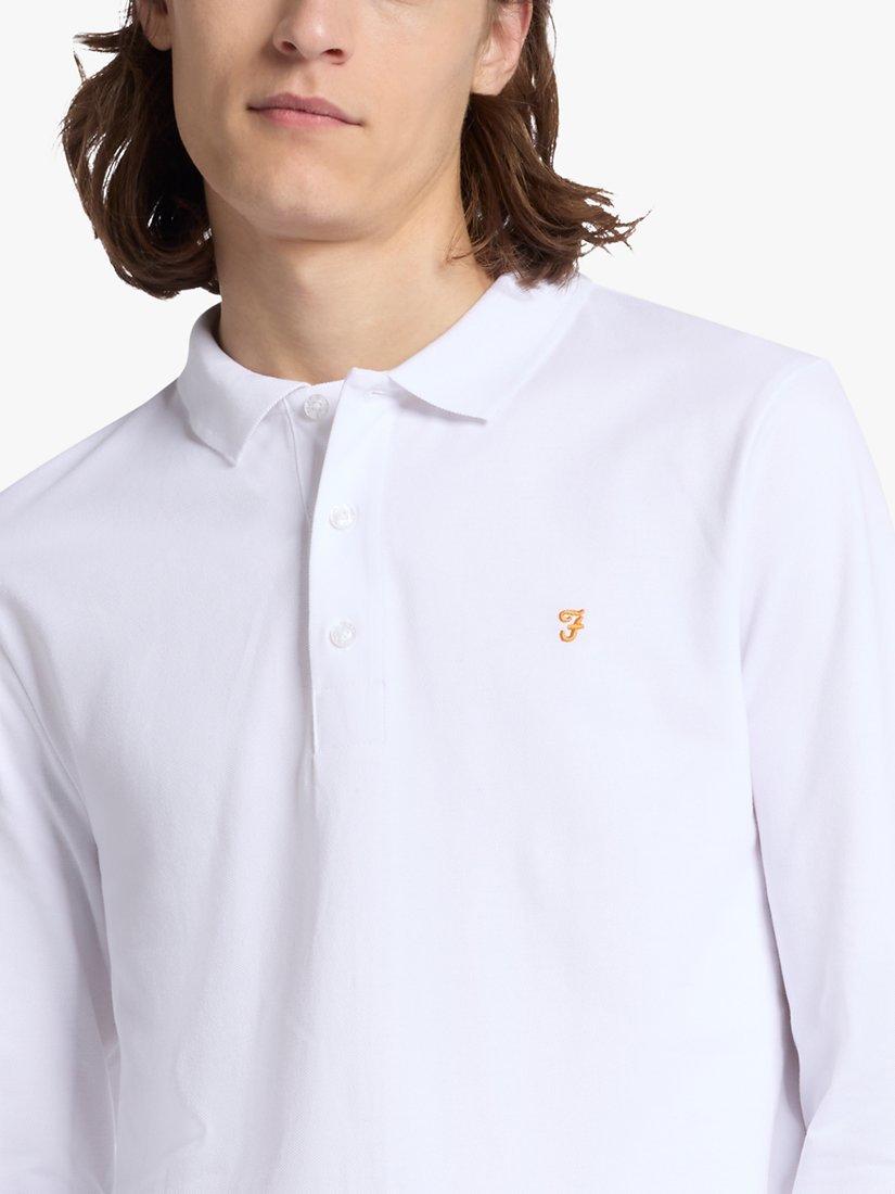 Product image 4 of 5, which shows Farah Blanes Long Sleeve Polo Top, White, S