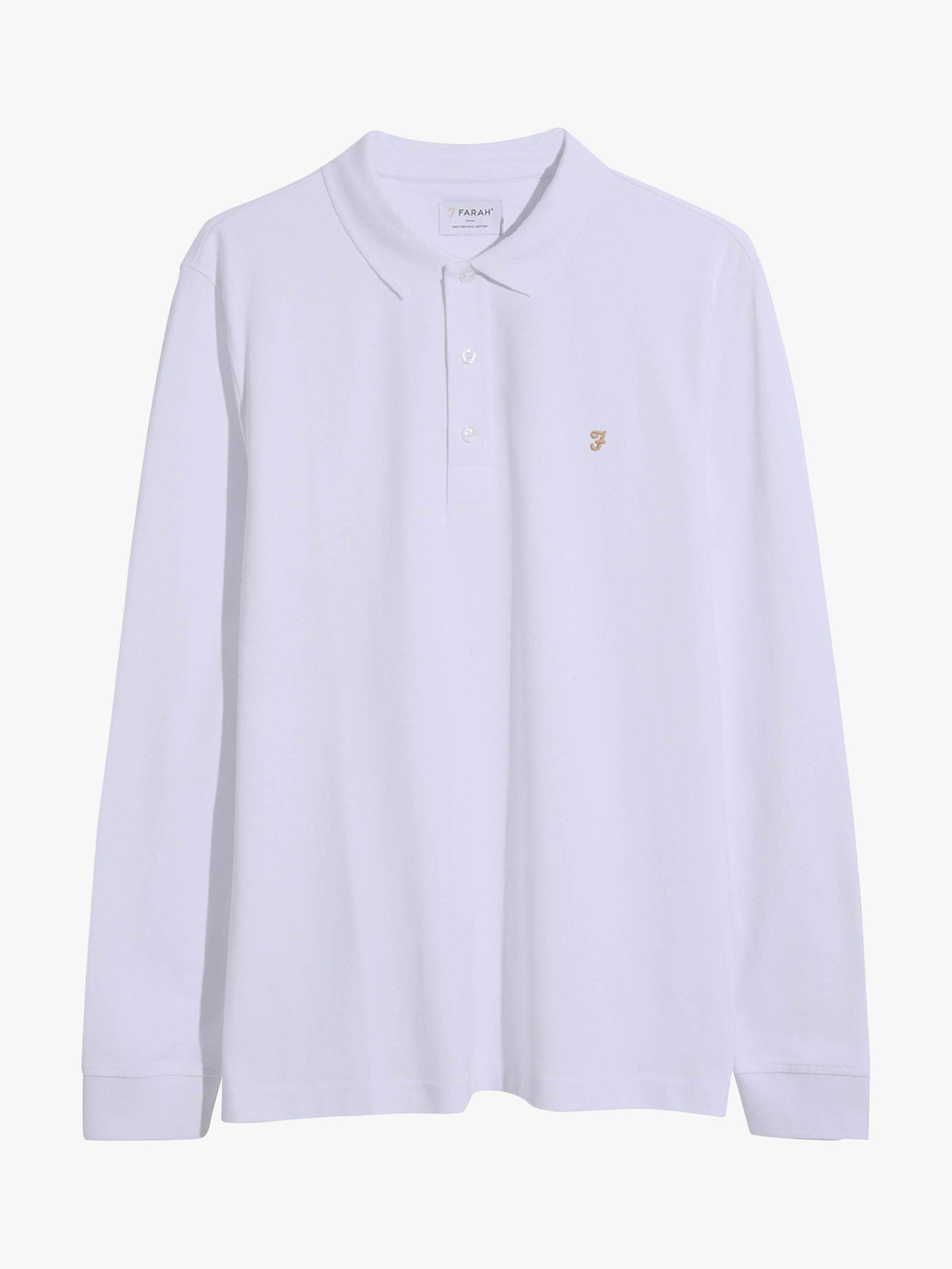Product image 5 of 5, which shows Farah Blanes Long Sleeve Polo Top, White, S