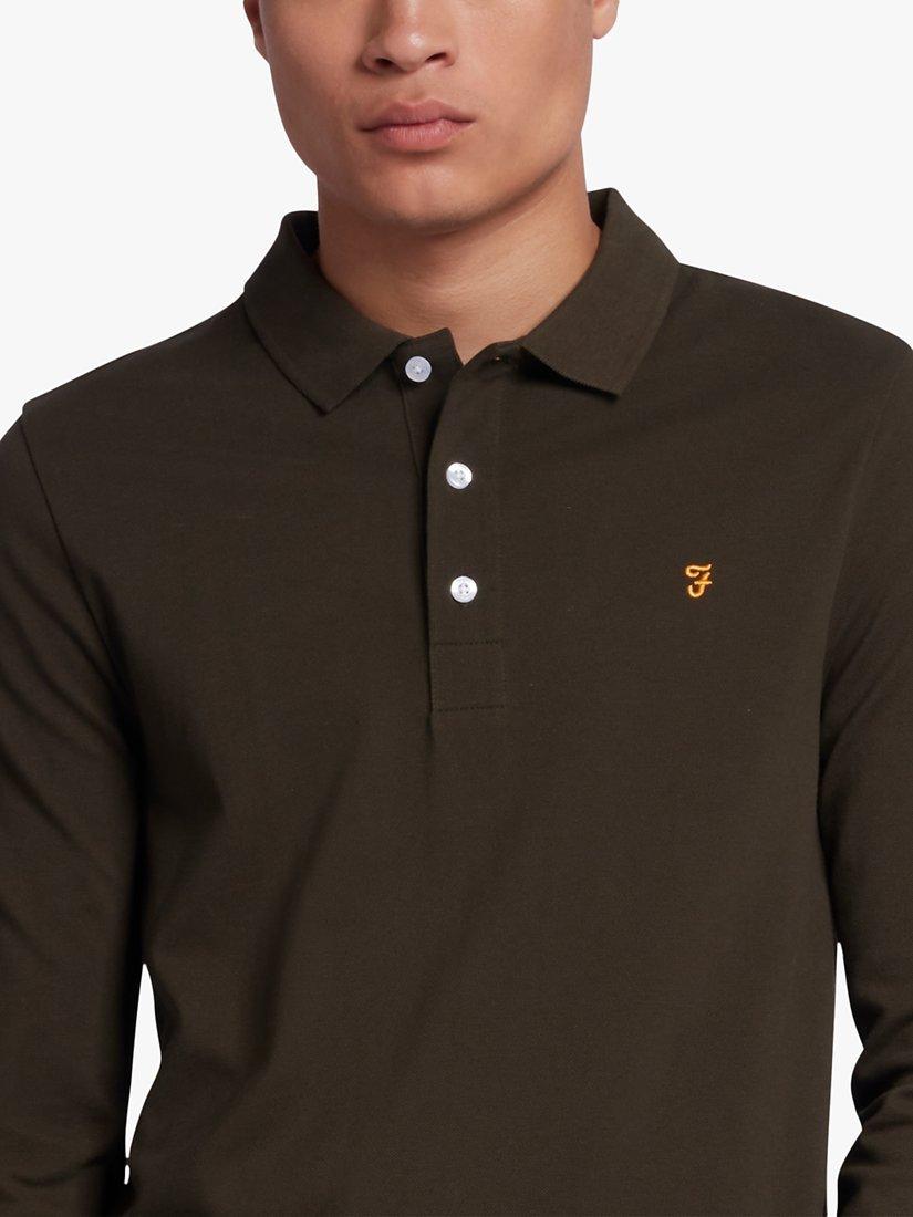 Product image 4 of 5, which shows Farah Blanes Long Sleeve Polo Top, Evergreen, S