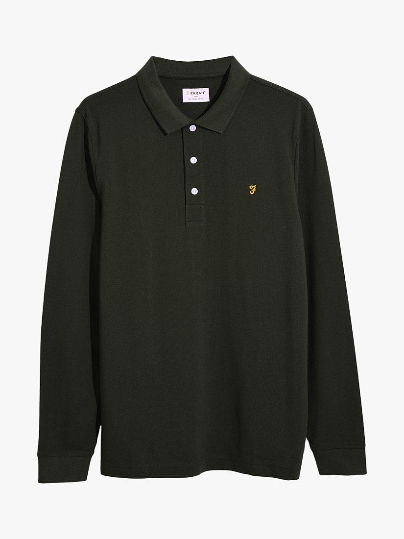 Product image 5 of 5, which shows Farah Blanes Long Sleeve Polo Top, Evergreen, S