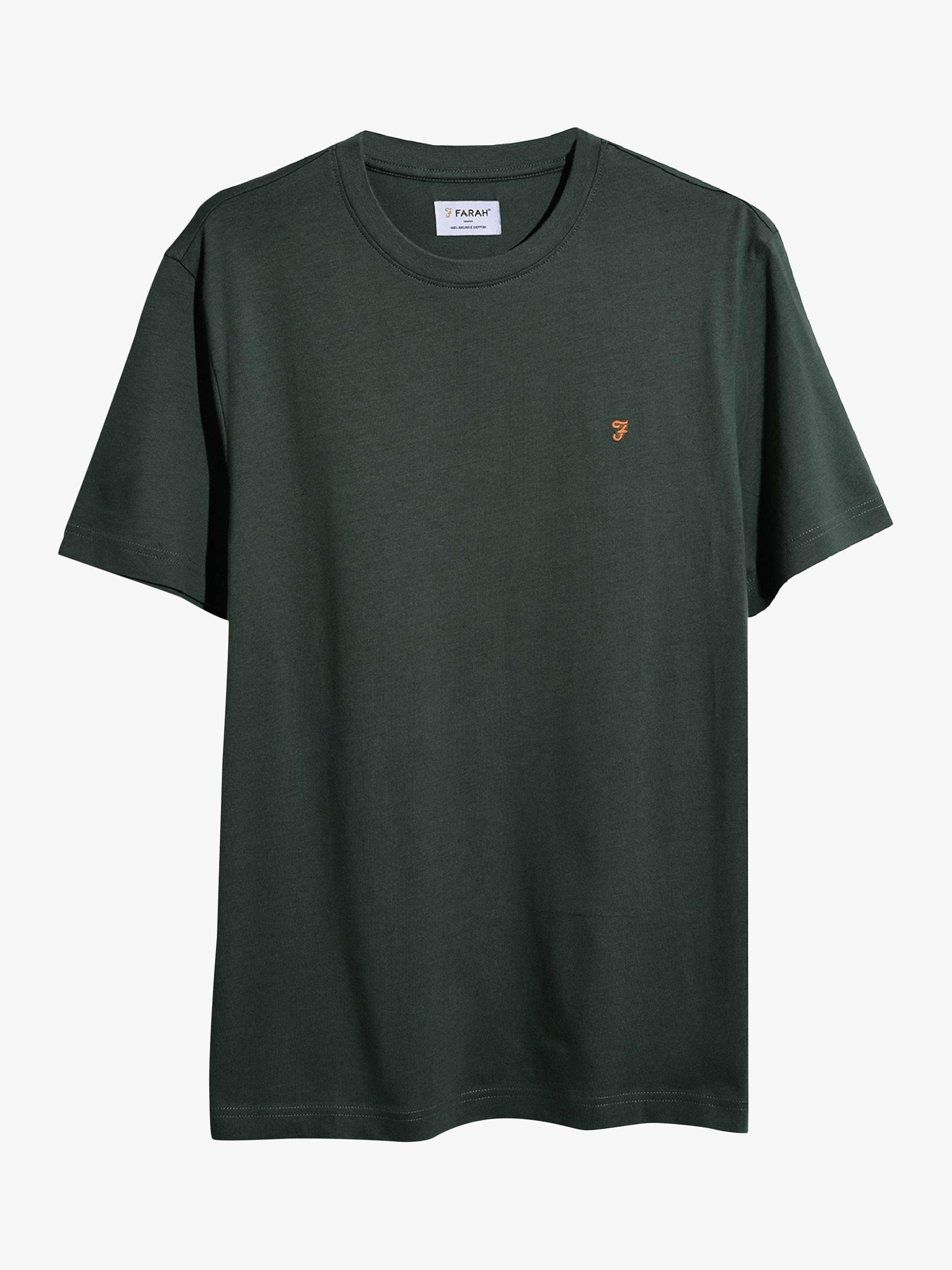 Product image 5 of 5, which shows Farah Danny Regular Fit Organic Cotton T-Shirt, Evergreen, S