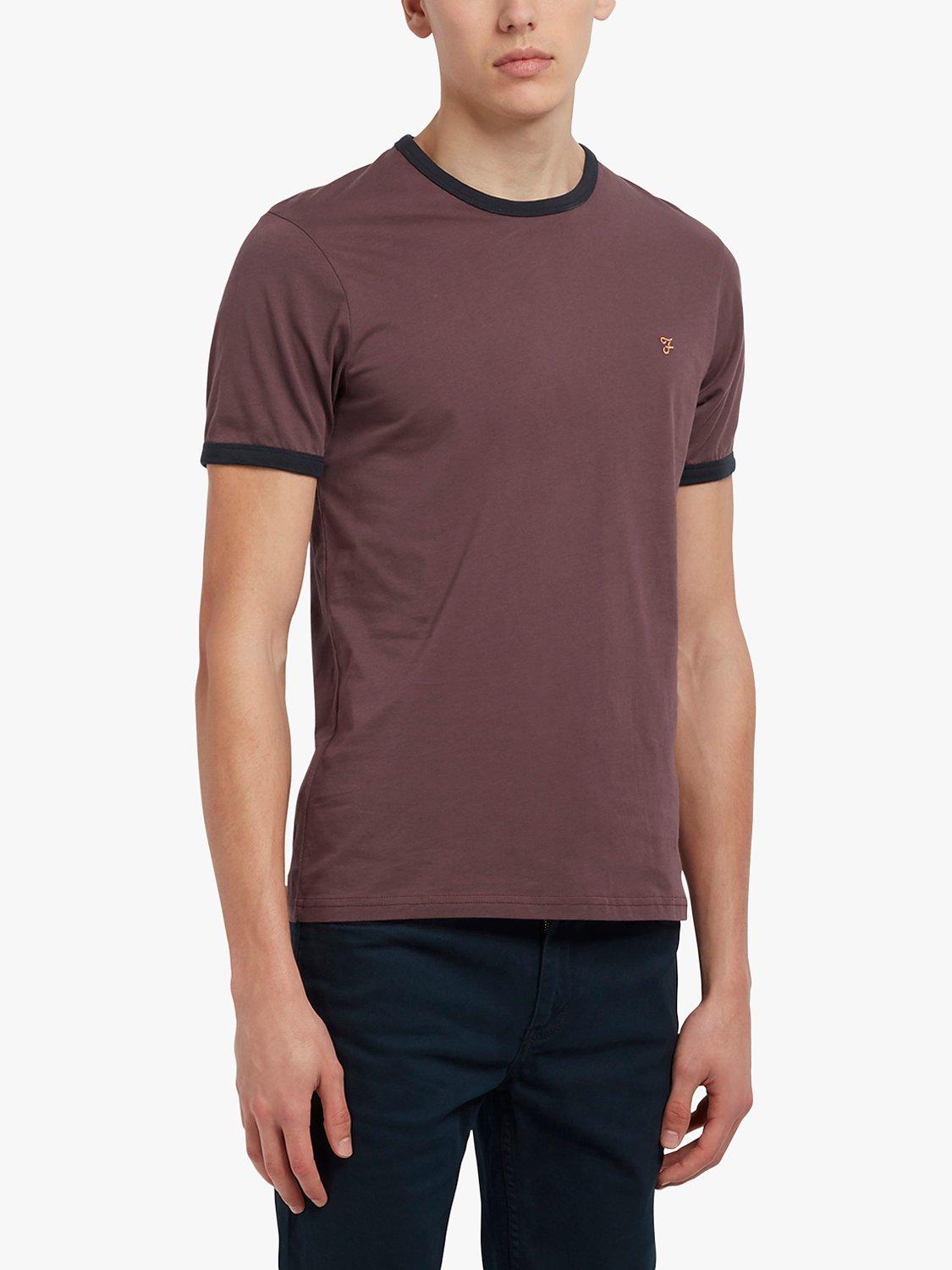 Farah Groves Organic Cotton Short Sleeve Ringer T-shirt, Farah Red, XXL