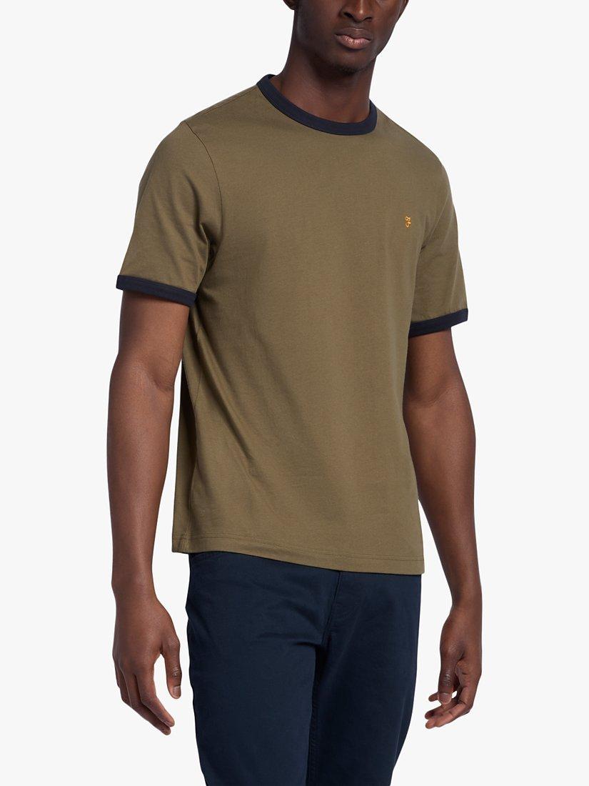 Farah Groves Organic Cotton Short Sleeve Ringer T-shirt, Olive Green, XXL