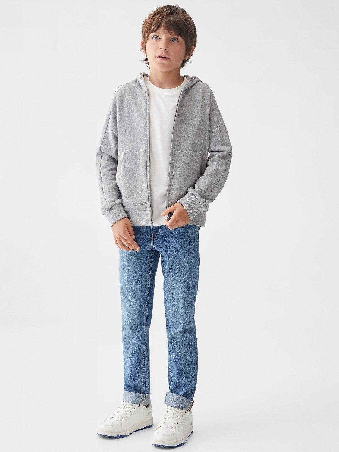 Product image 2 of 7, which shows Mango Kids' Francia Zippped Hoodie, Medium Grey, 5-6 years