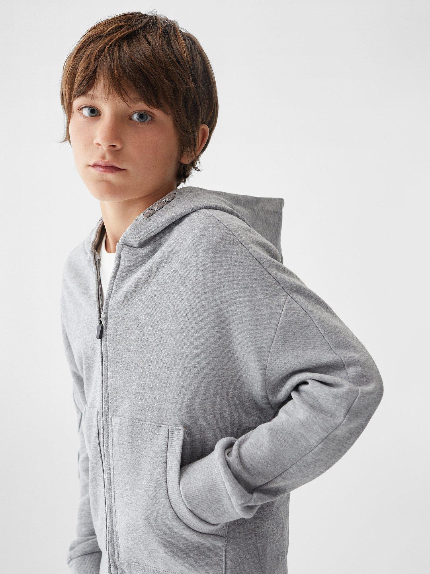 Product image 5 of 7, which shows Mango Kids' Francia Zippped Hoodie, Medium Grey, 5-6 years