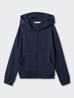 Mango Kids' Francia Zippped Hoodie, Navy