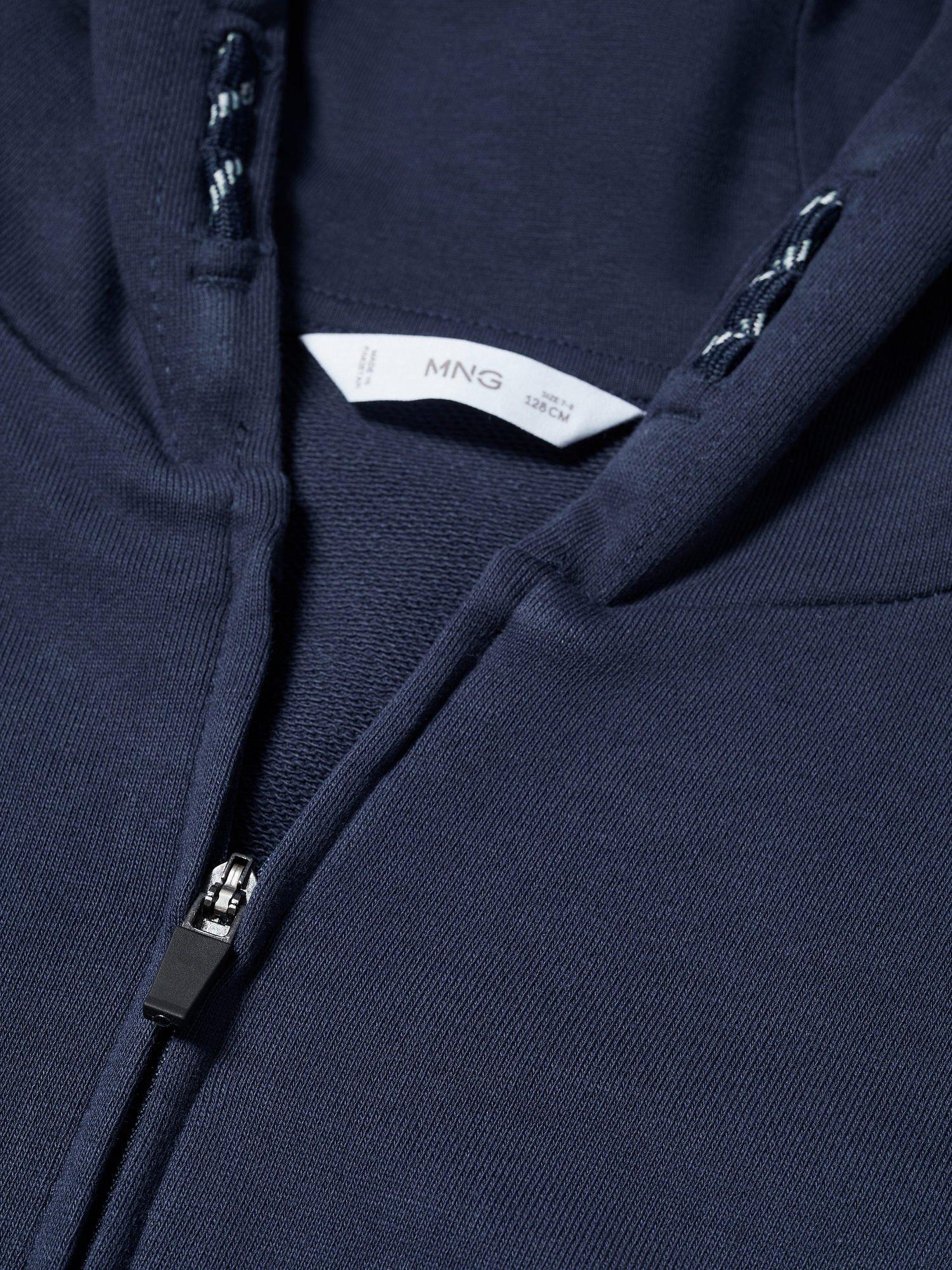 Product image 3 of 3, which shows Mango Kids' Francia Zippped Hoodie, Navy, 5-6 years