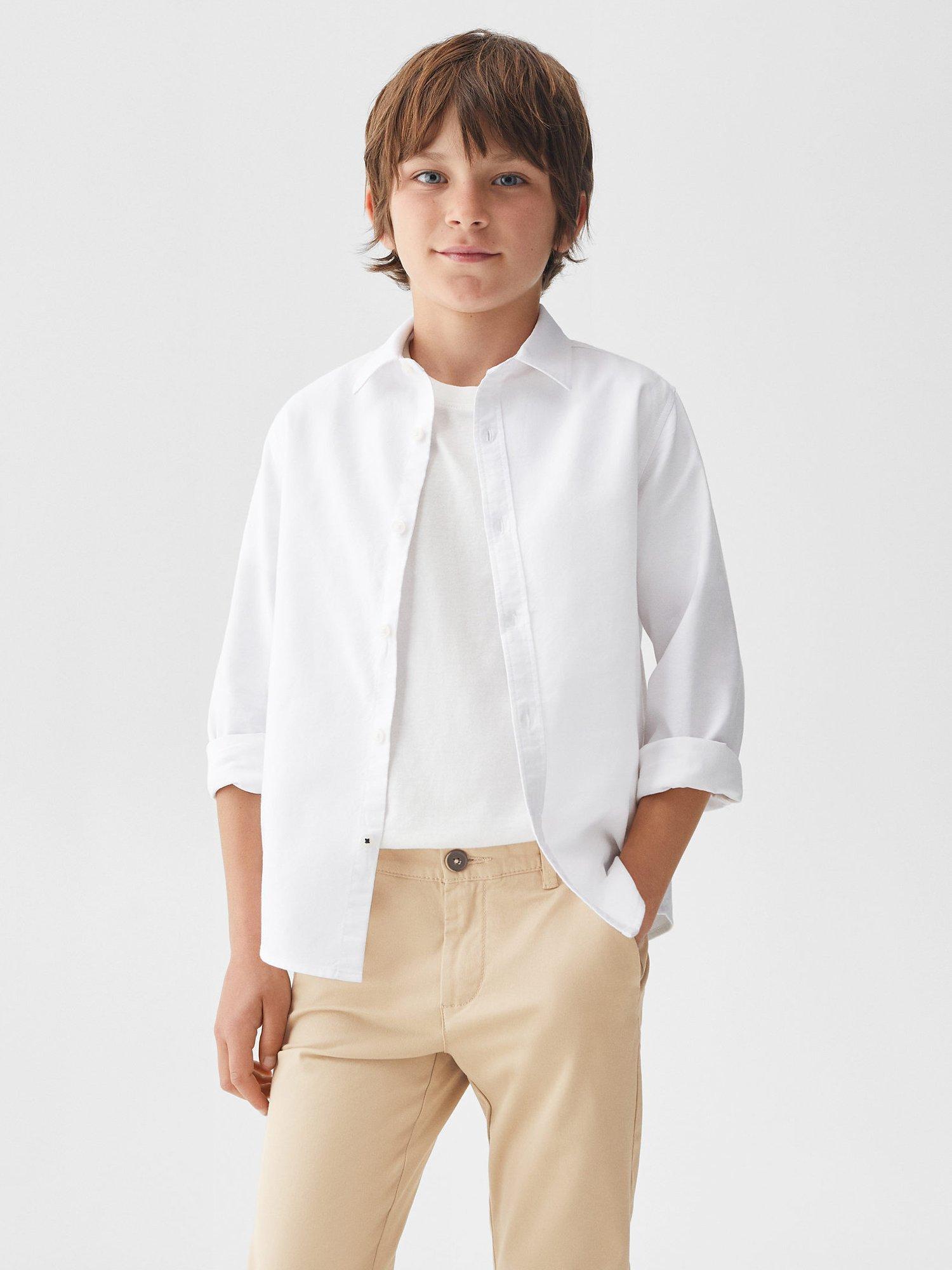 Product image 2 of 6, which shows Mango Kids' Piccolo Cotton Blend Chino Trousers, Light Beige, 6 years