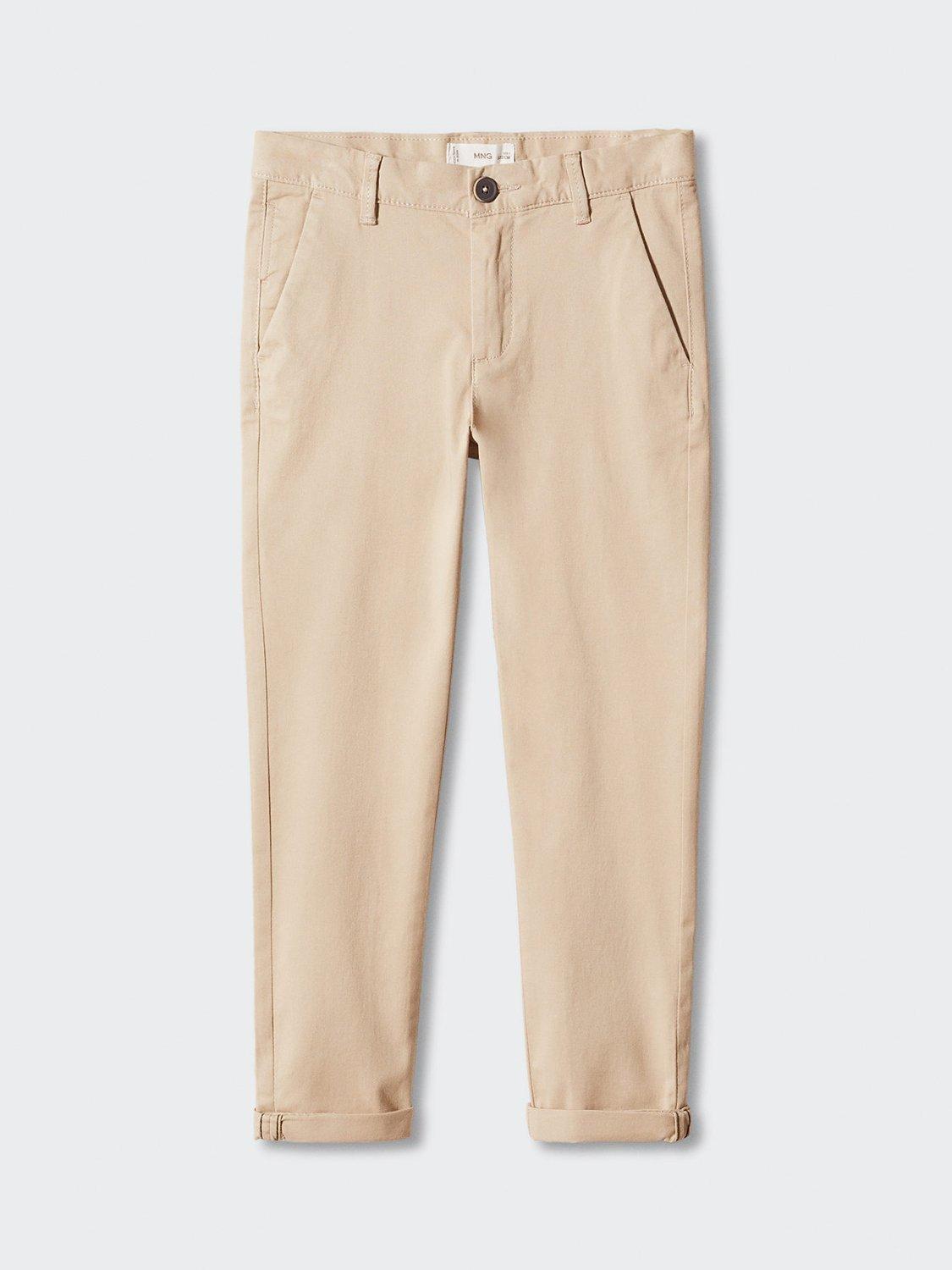 Product image 4 of 6, which shows Mango Kids' Piccolo Cotton Blend Chino Trousers, Light Beige, 6 years