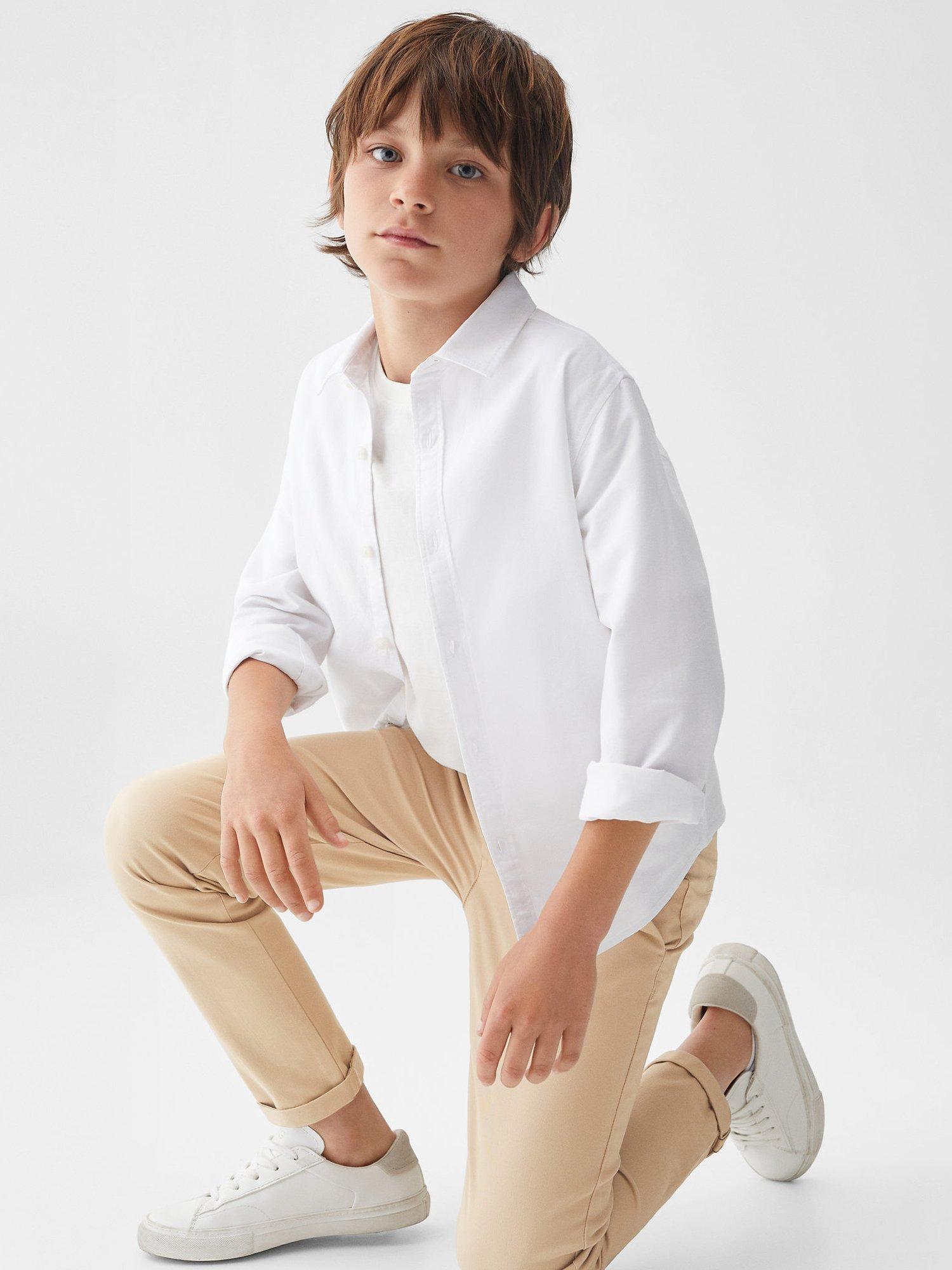 Product image 3 of 6, which shows Mango Kids' Piccolo Cotton Blend Chino Trousers, Light Beige, 6 years