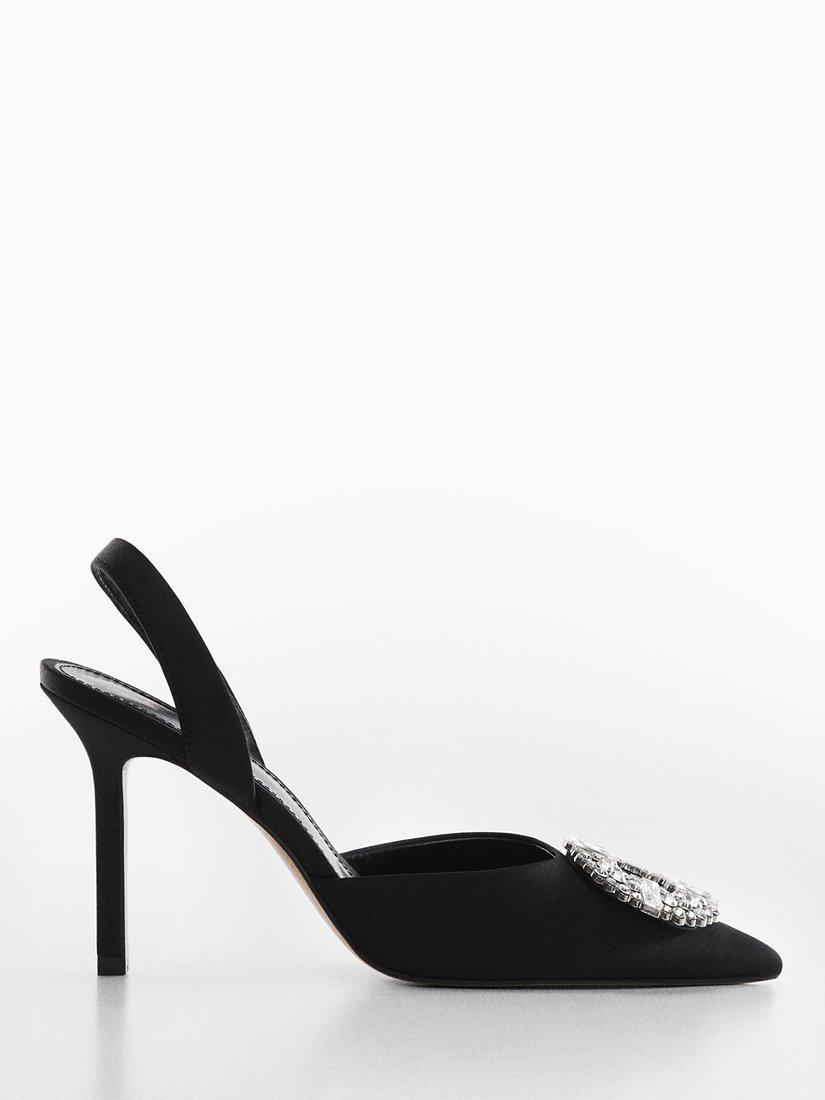 Mango Mirtha Diamante Court Shoes, Black