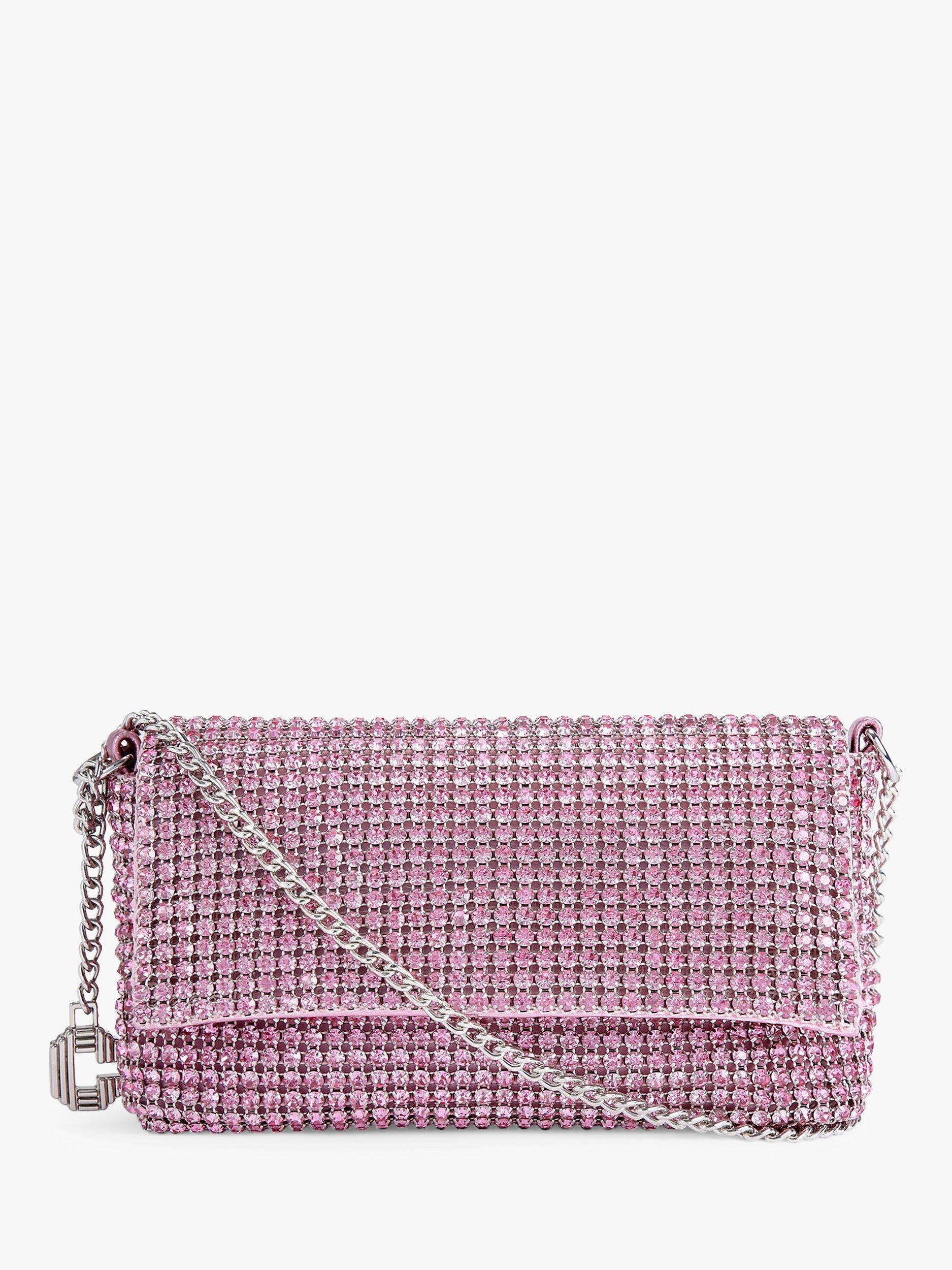 Carvela Shinebright Embellished Cross Body Bag, Pink, One Size