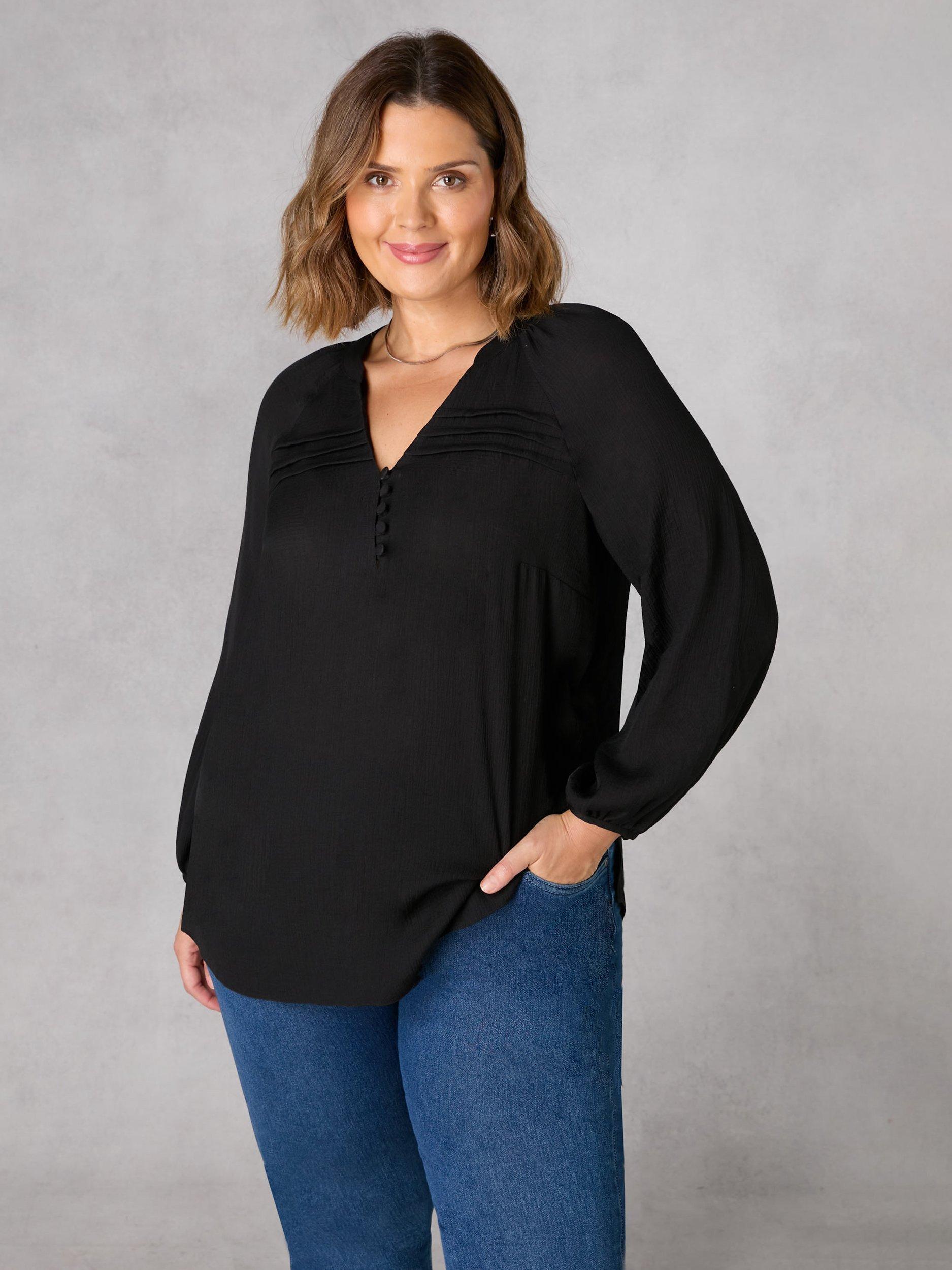 Live Unlimited Curve Pleat Front Blouse, Black