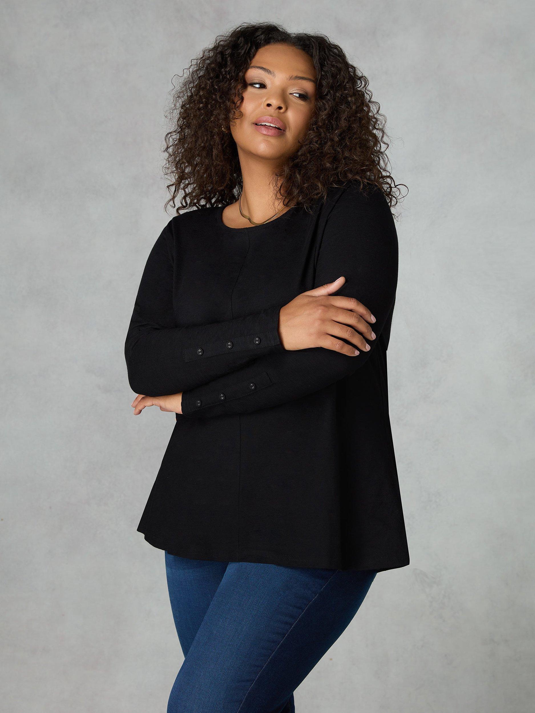 Live Unlimited Curve Cotton Slub T-Shirt, Black
