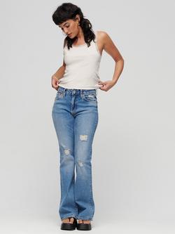 Superdry Organic Cotton Vintage Lace Trim Vest Top - view 2, Oat Cream Marl