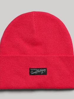 Superdry Signature Logo Patch Beanie, Fuschia Rose, Fuschia Rose