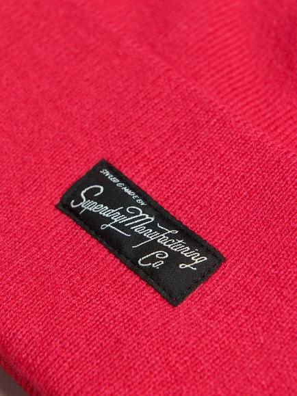 Superdry Signature Logo Patch Beanie, Fuschia Rose - view 2, Fuschia Rose