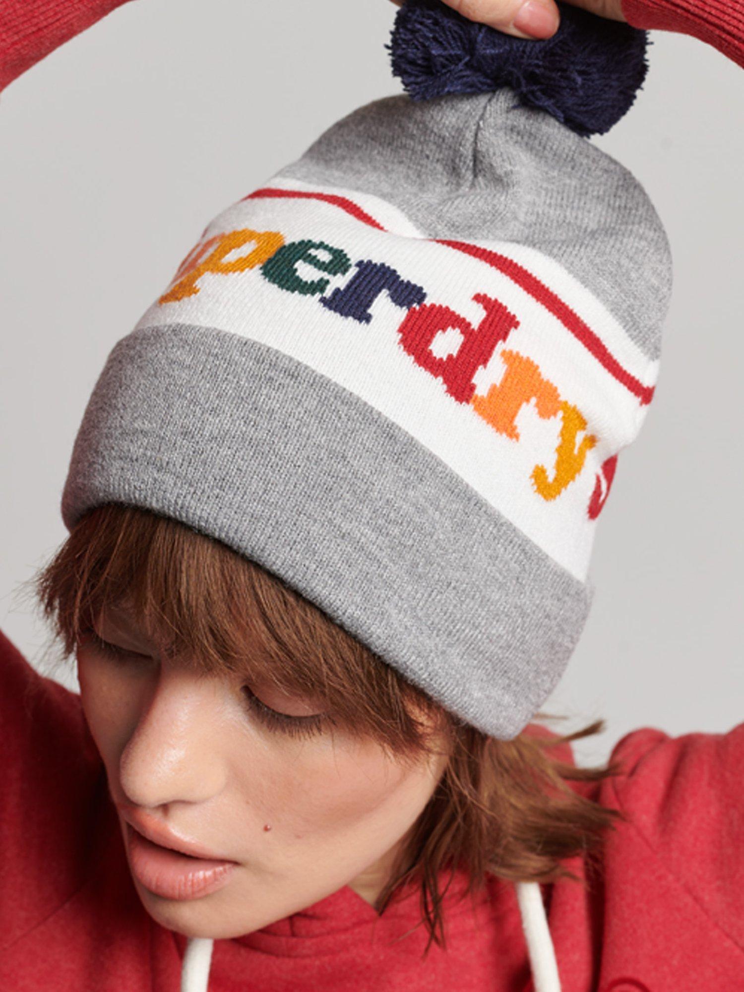 Superdry Essential Logo Beanie, Grey Marl/Multi