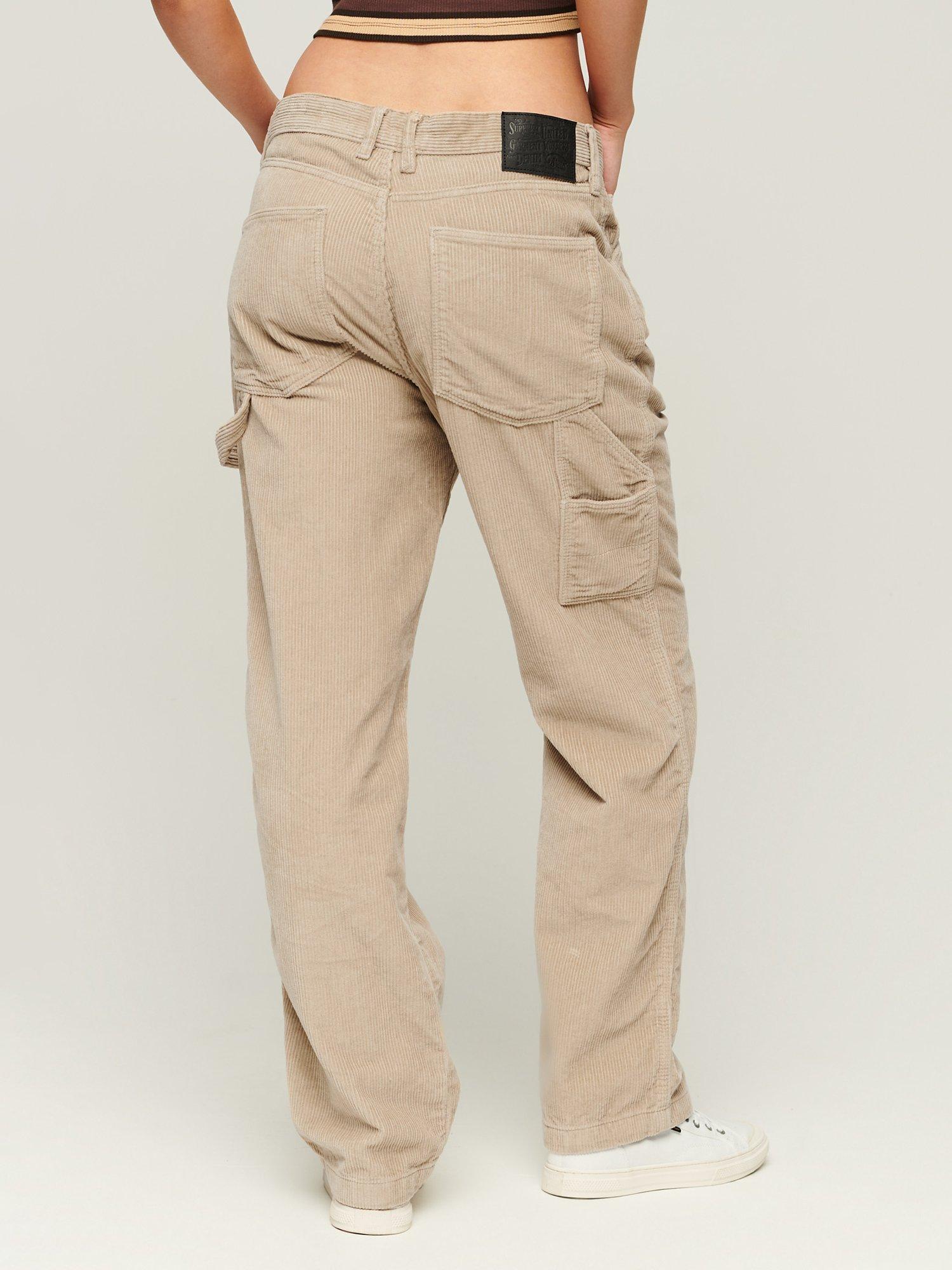 Product image 3 of 7, which shows Superdry Cord Carpenter Trousers, Stone/Taupe Brown, W28/L32