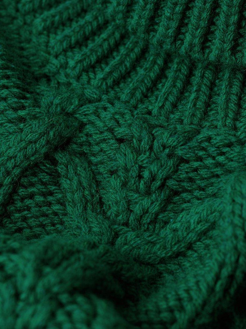 Product image 6 of 7, which shows Superdry Cable Knit Polo Neck Jumper, Pine Green, 14