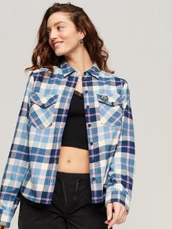 Superdry Lumberjack Check Cotton Flannel Shirt, Classic Blue Check