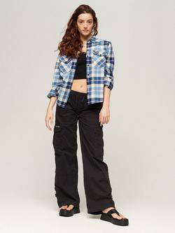 Superdry Lumberjack Check Cotton Flannel Shirt - view 2, Classic Blue Check