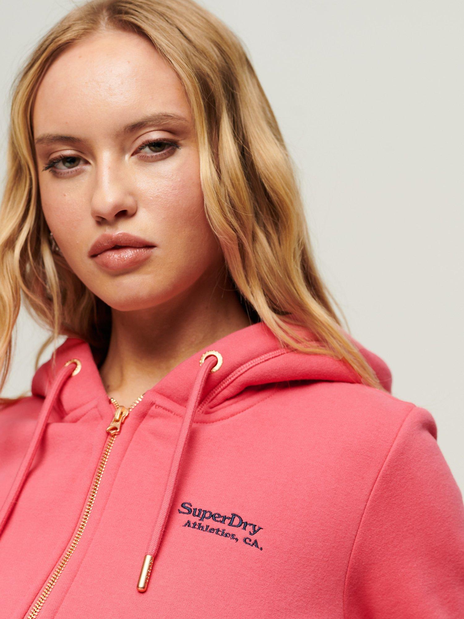 Product image 3 of 6, which shows Superdry Essential Logo Zip Hoodie, Camping Pink, 6