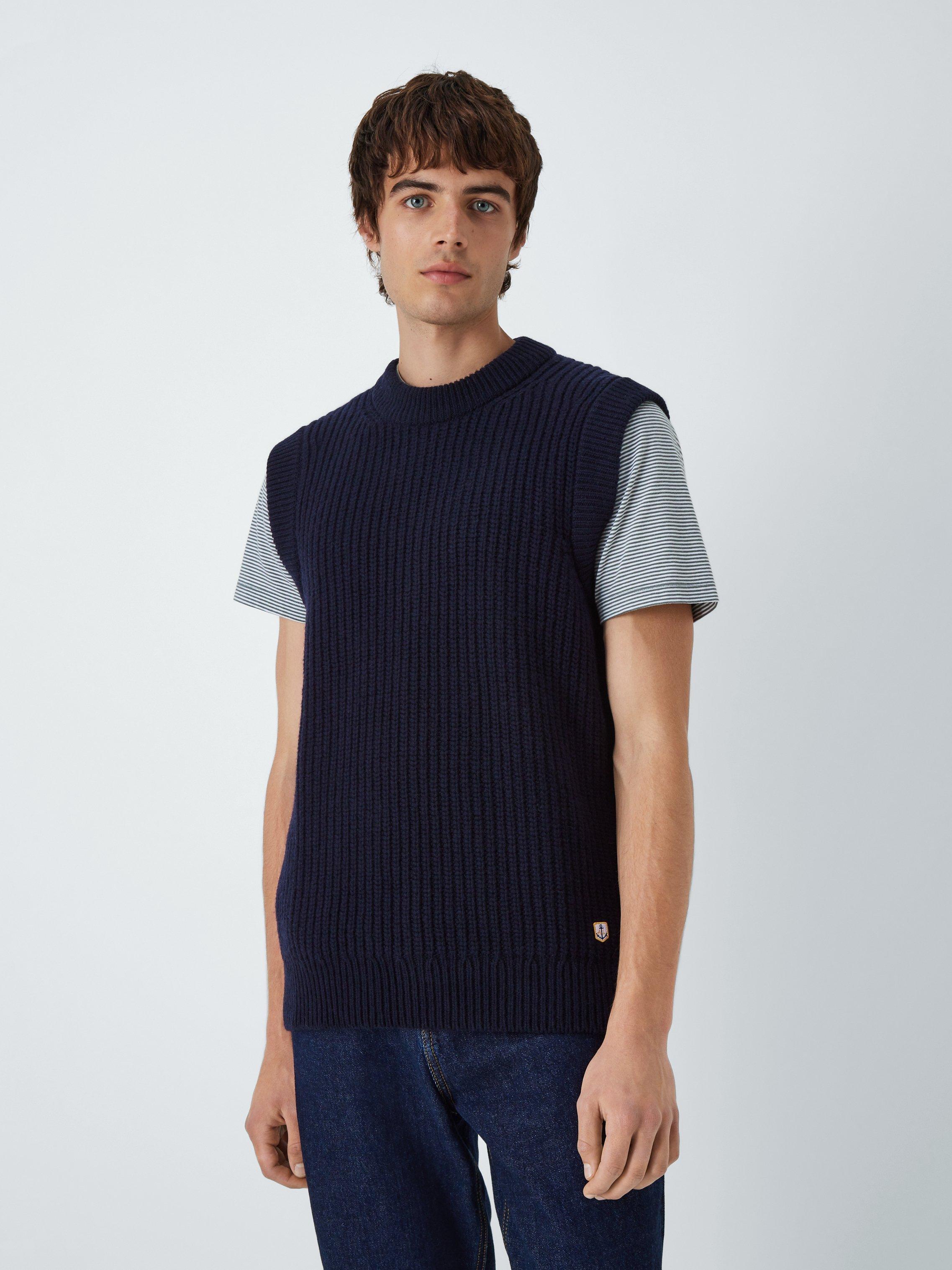 Armor Lux Chunky Ribbed Sleeveless Jumper, Navy