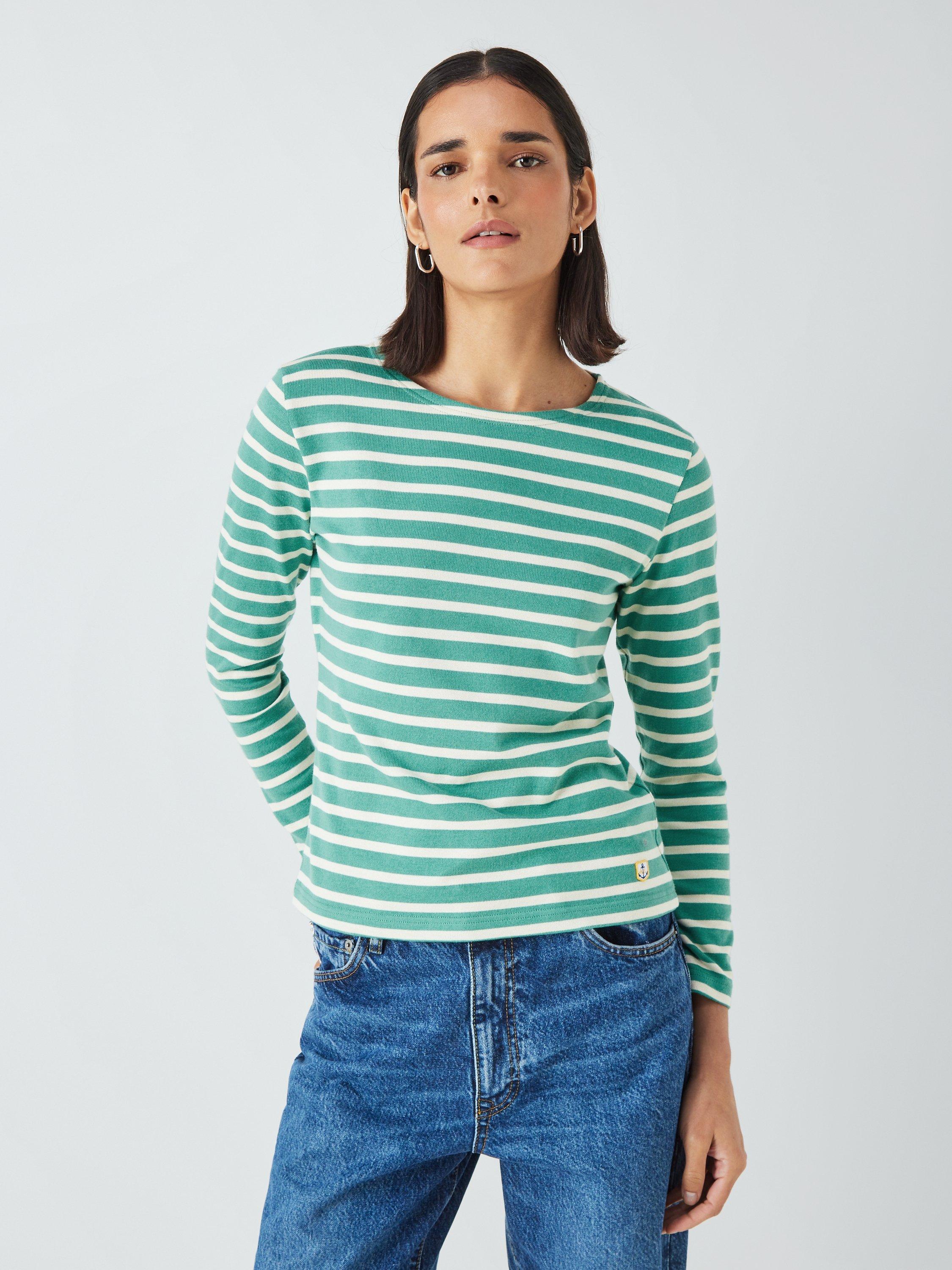 Armor Lux Crew Striped Long Sleeve T-Shirt, Infini/Nature