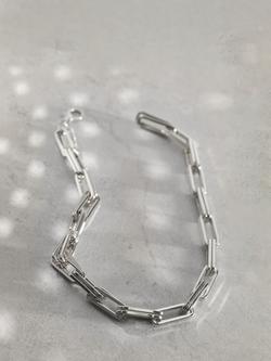 Mint Velvet Double Rectangle Link Chain Necklace, Silver