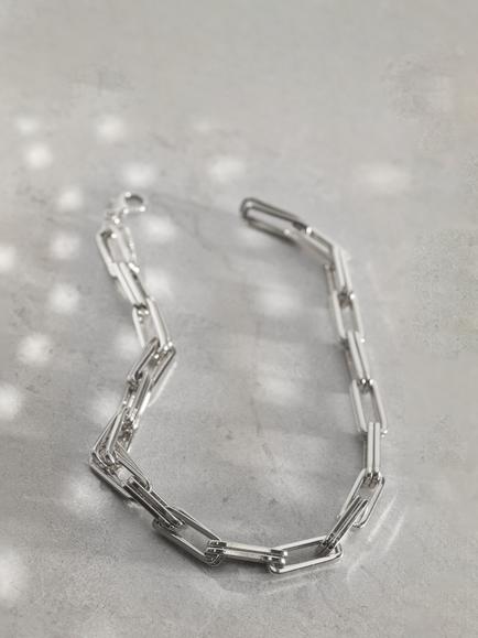 Mint Velvet Double Rectangle Link Chain Necklace, Silver