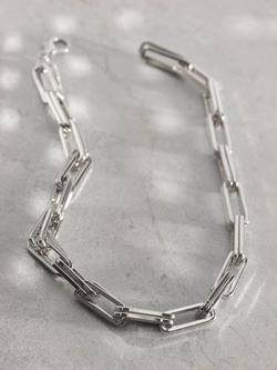 Mint Velvet Double Rectangle Link Chain Necklace - view 2, Silver