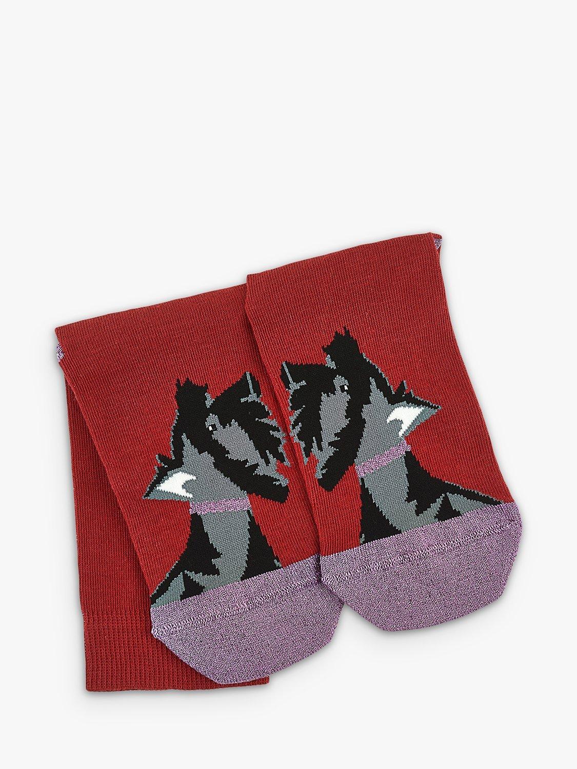 Radley Festive Dogs Scottie Socks, Poinsettia/Multi