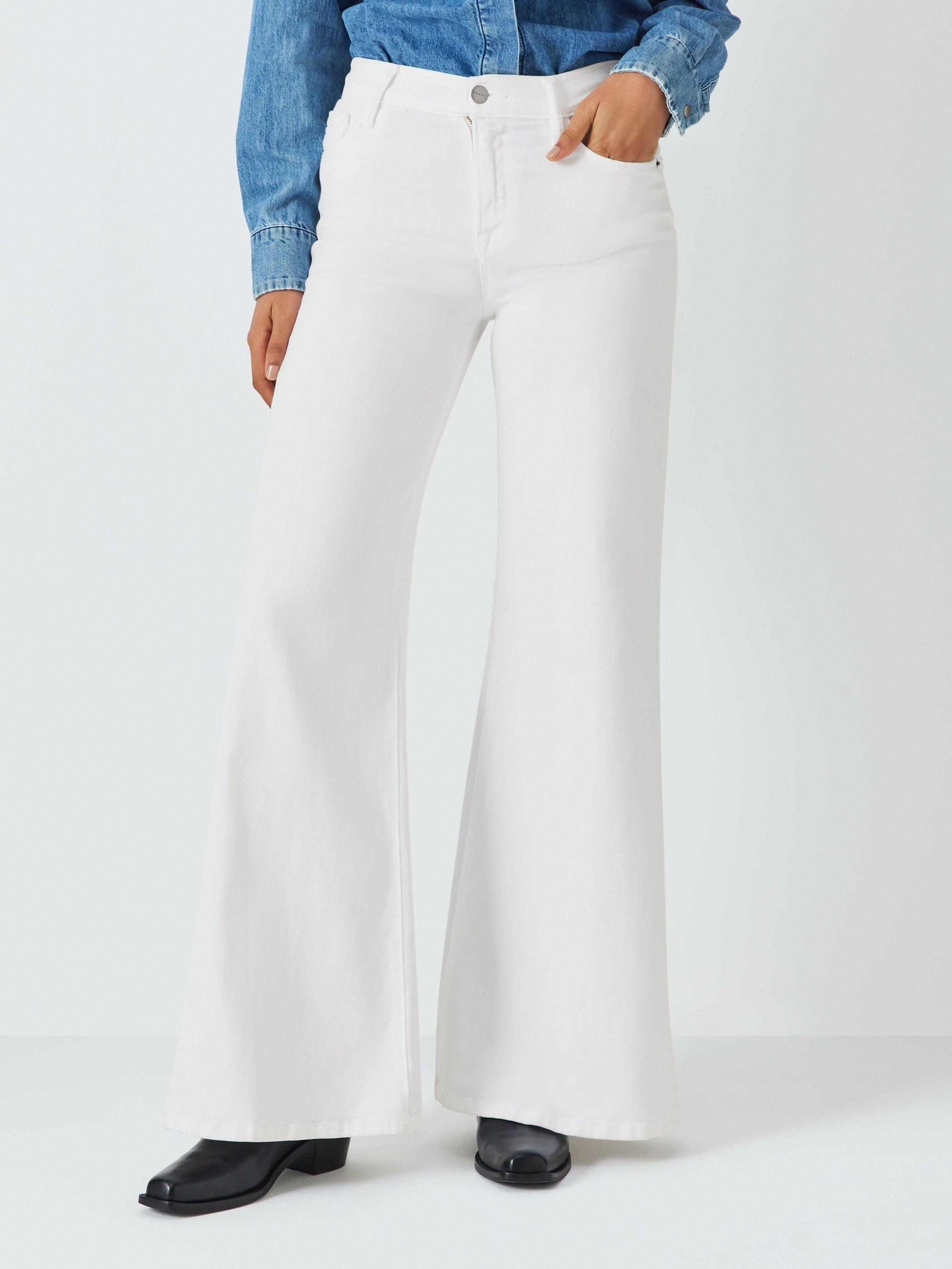 Product image 1 of 6, which shows FRAME Le Palazzo Wide Leg Jeans, White, 26