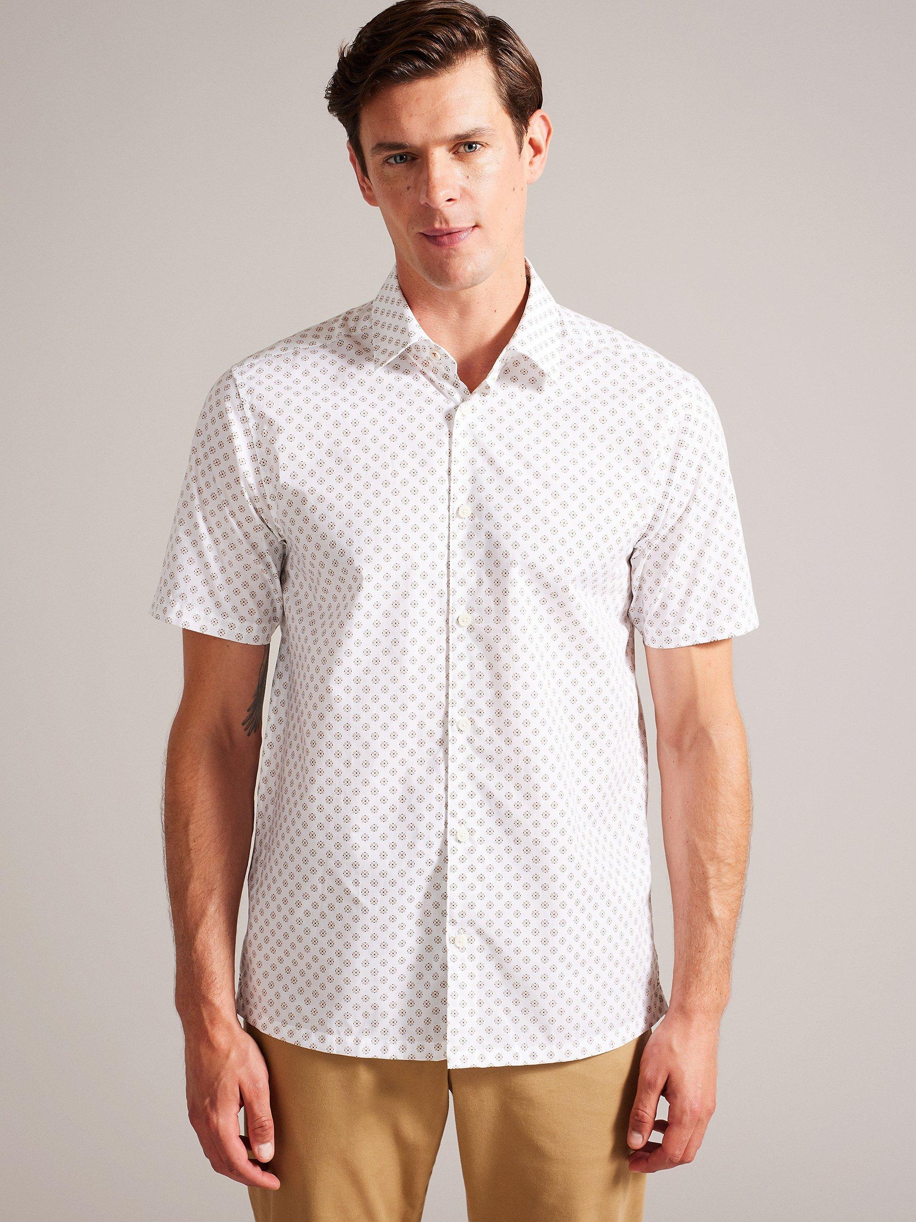 Ted Baker Forter Short Sleeve Geo Print Shirt, White