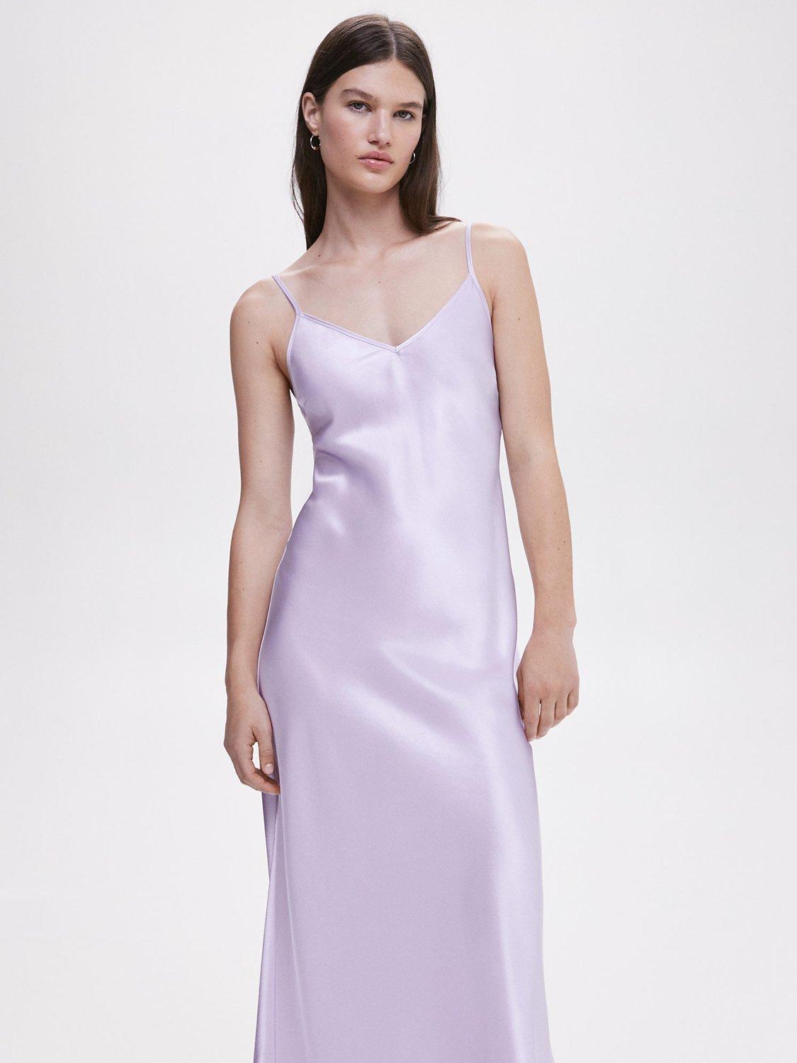 Mango Josh Satin Camisole Dress, Pastel Purple