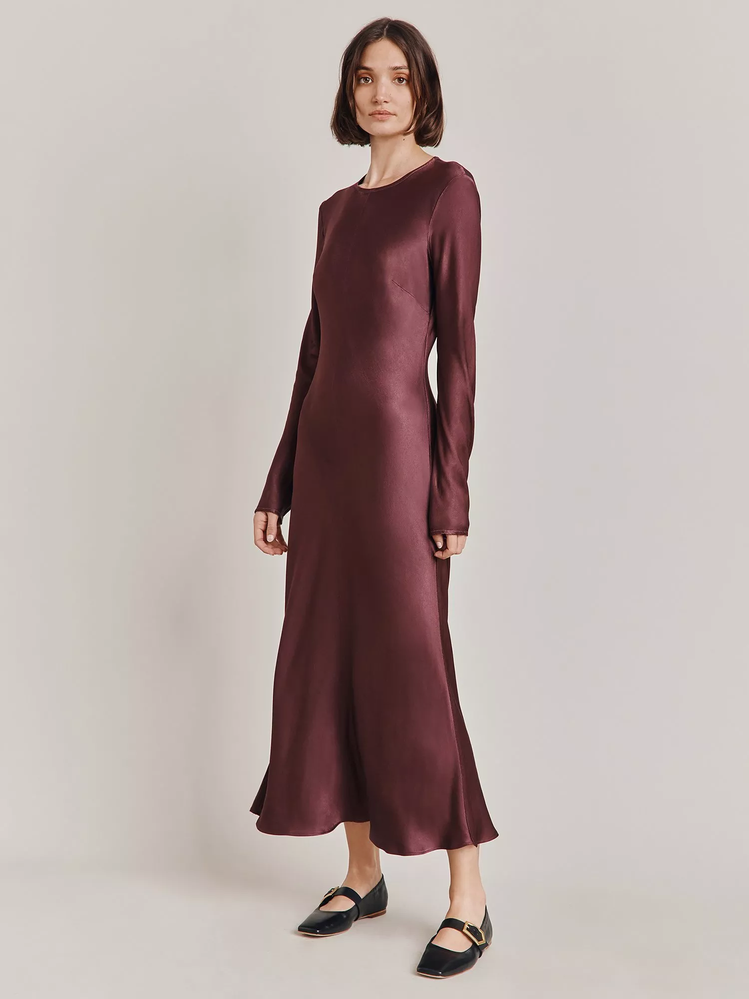 ghost mari satin midi dress Mari Navy Satin Midi Dress