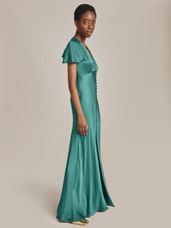 Ghost Delphine Bias Cut Satin Maxi Dress - view 2, Emerald Sea