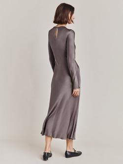 Ghost Freya Cut-Out Detail Satin Midi Dress - view 2, Grey