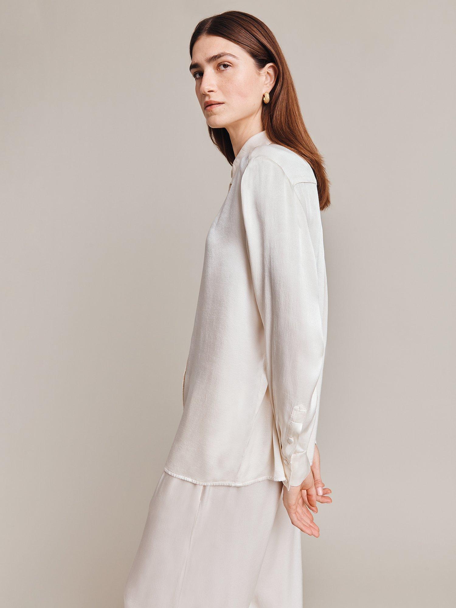 Product image 3 of 3, which shows Ghost Ellie Satin Shirt, Ivory, XL