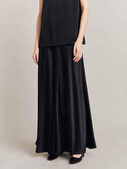 Ghost Adrianna Satin Maxi Skirt, Black