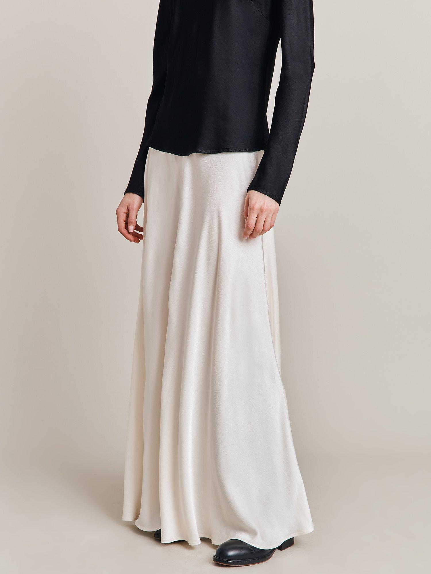 Ghost Adrianna Satin Maxi Skirt, Ivory, XS