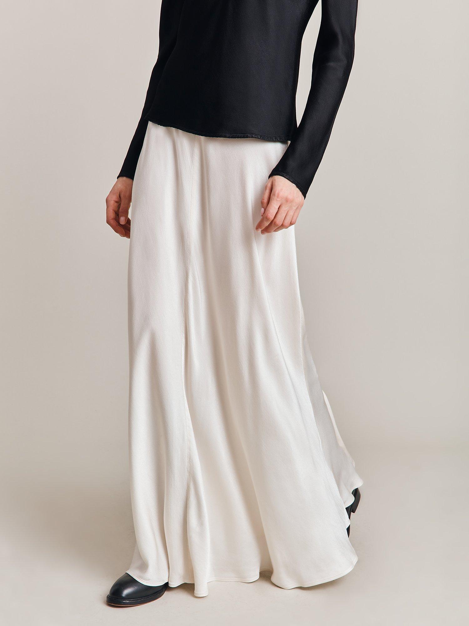 Ghost Adrianna Satin Maxi Skirt, Ivory, XS