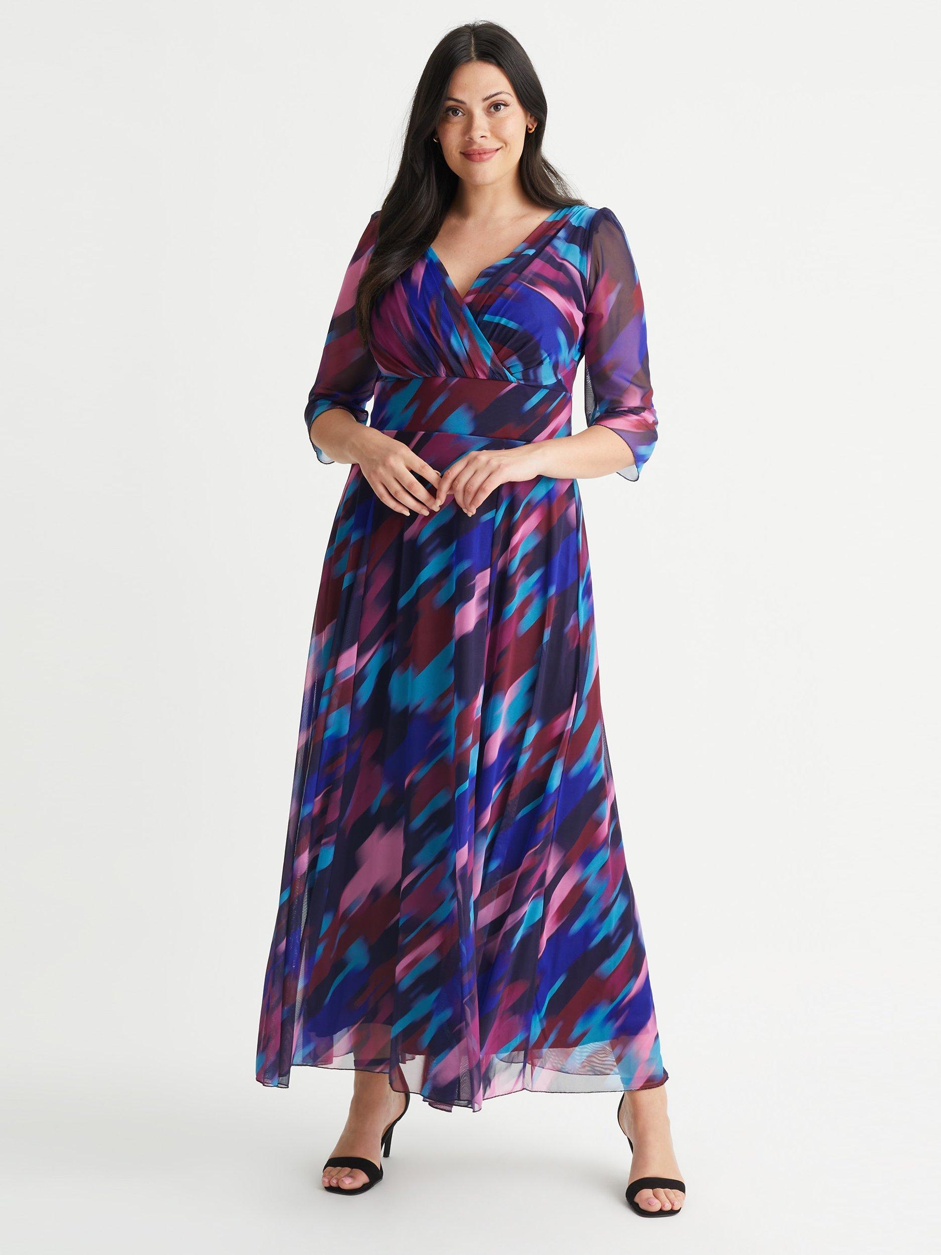 Product image 1 of 4, which shows Scarlett & Jo Verity Magenta Maxi Dress, Magenta/Multi, 14