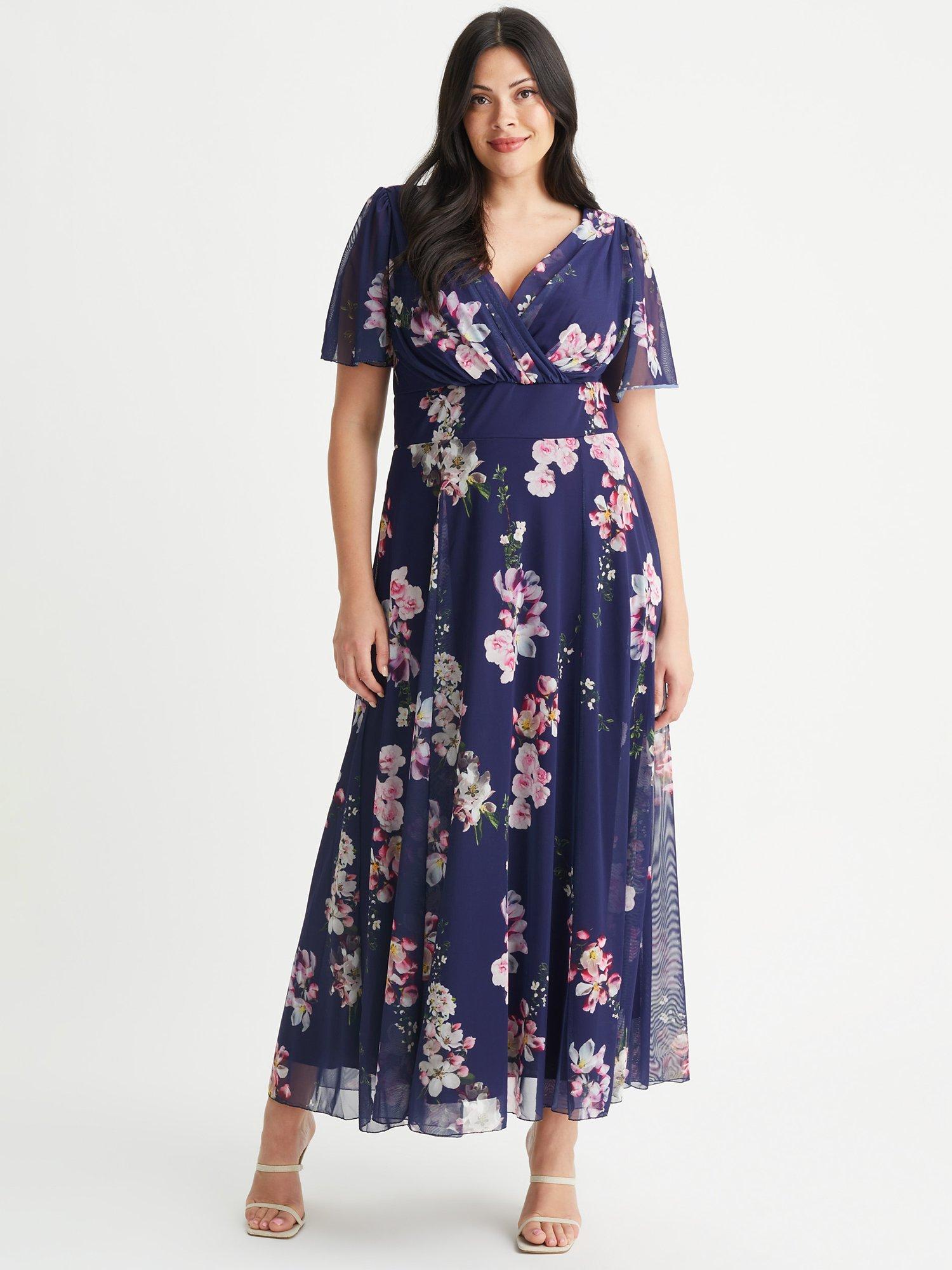 Product image 1 of 4, which shows Scarlett & Jo Isabelle Flower Maxi Dress, Blue/Multi, 12